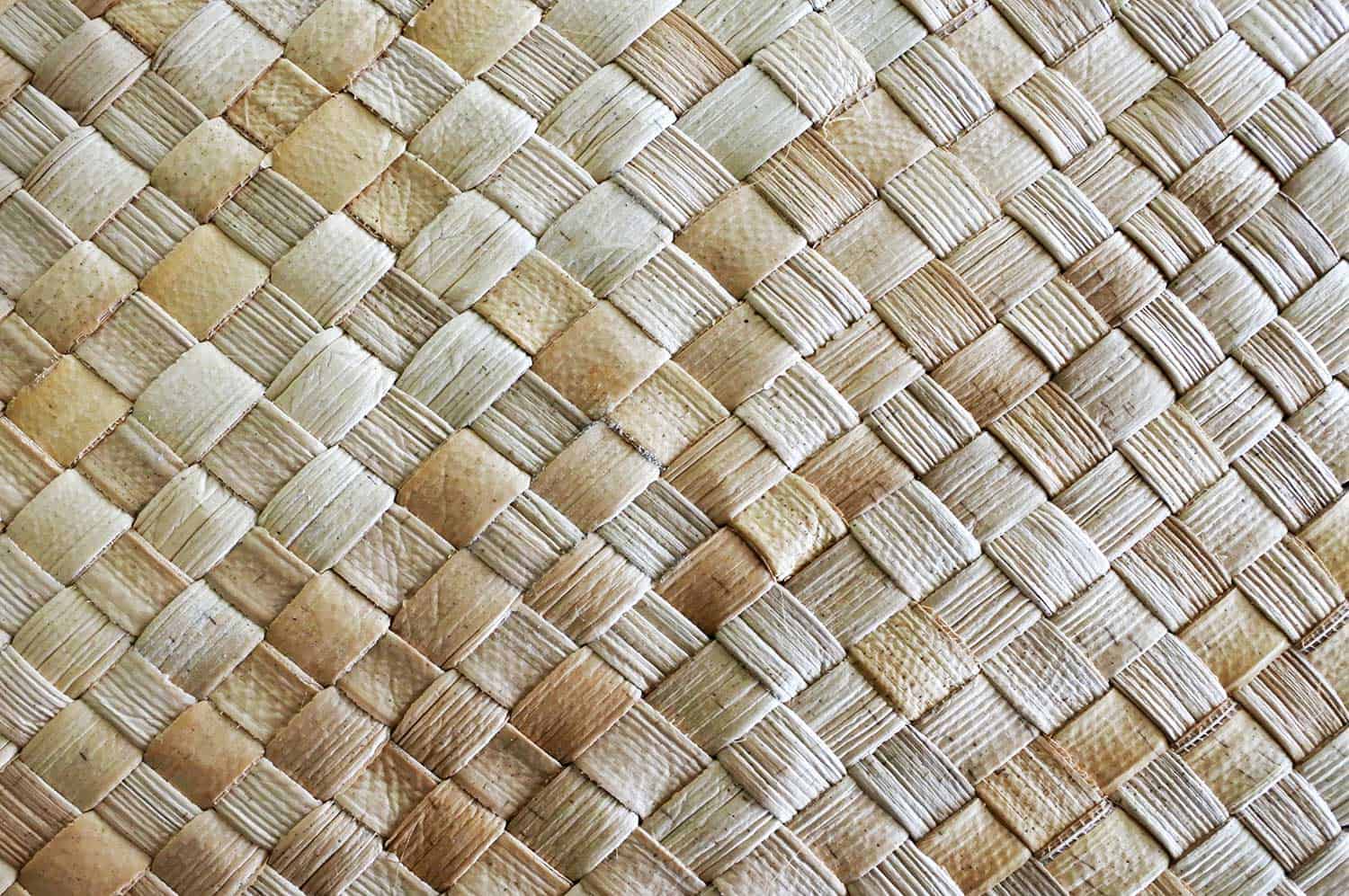 Fijian coconut palm leaves weaving