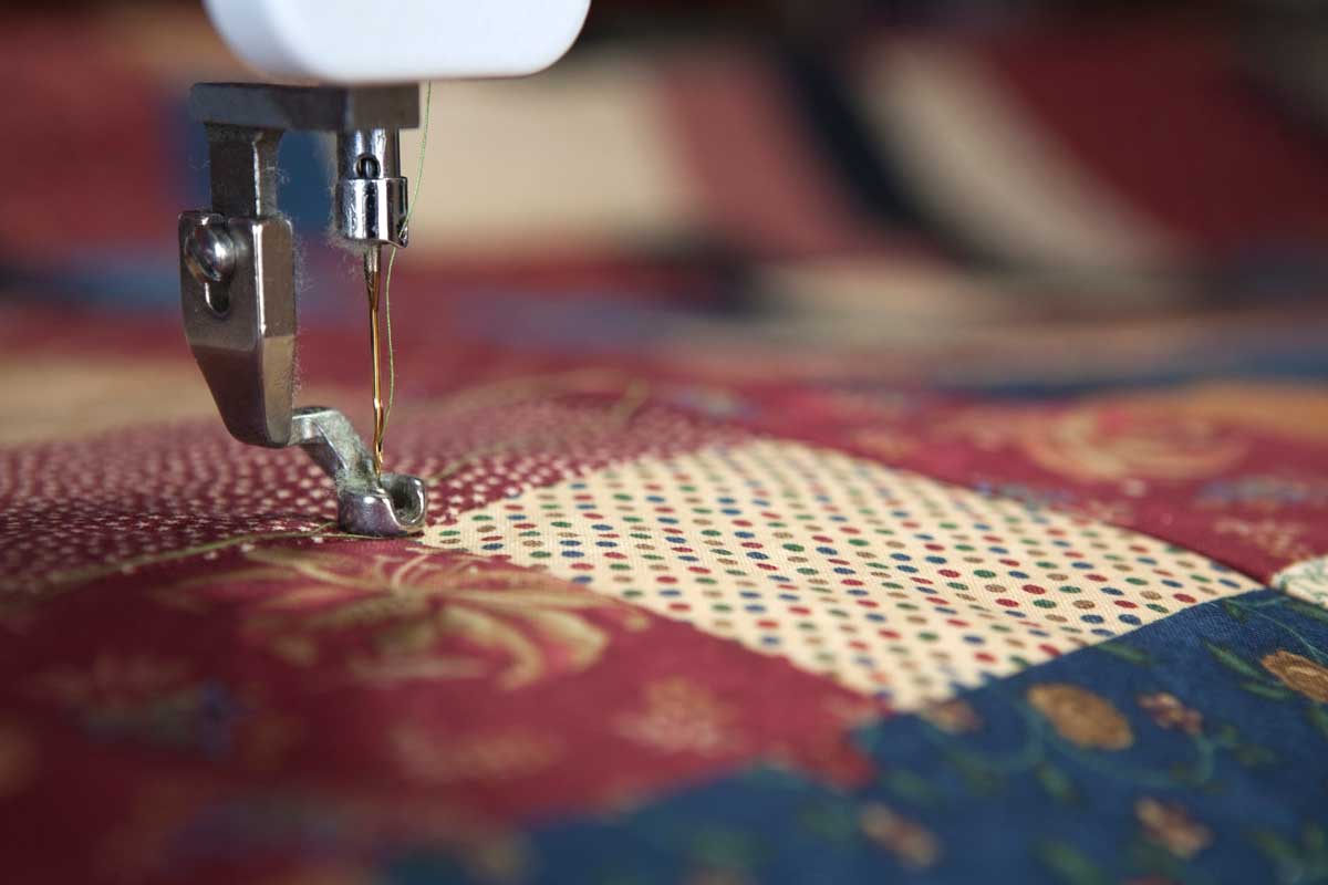 Sewing a quilt with quilting machine
