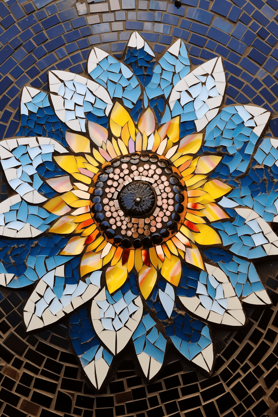a hyperrealistic photo of a mirror mosaic, intricately reflecting precision-cut mirrored pieces forming a beautiful flower