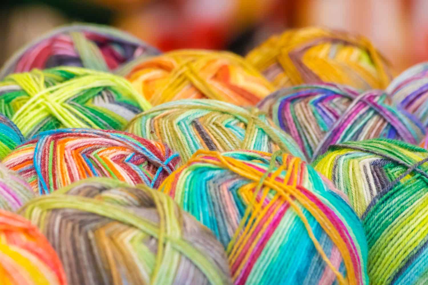 Different colors strands of ball yarn