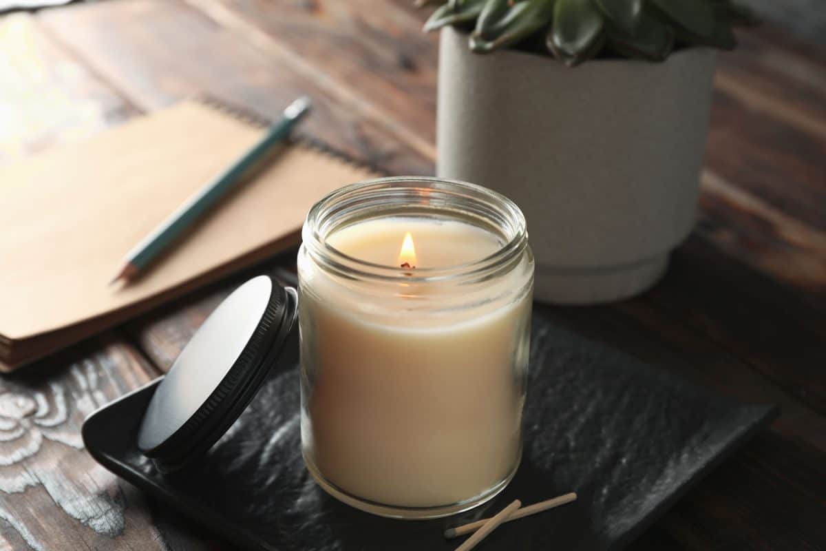 A homemade candle using an unused jar