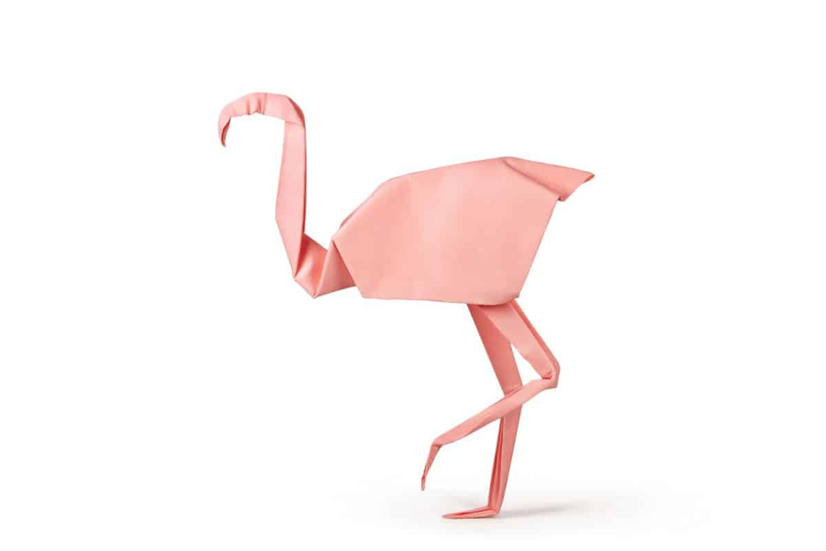 A pink colored flaming origami