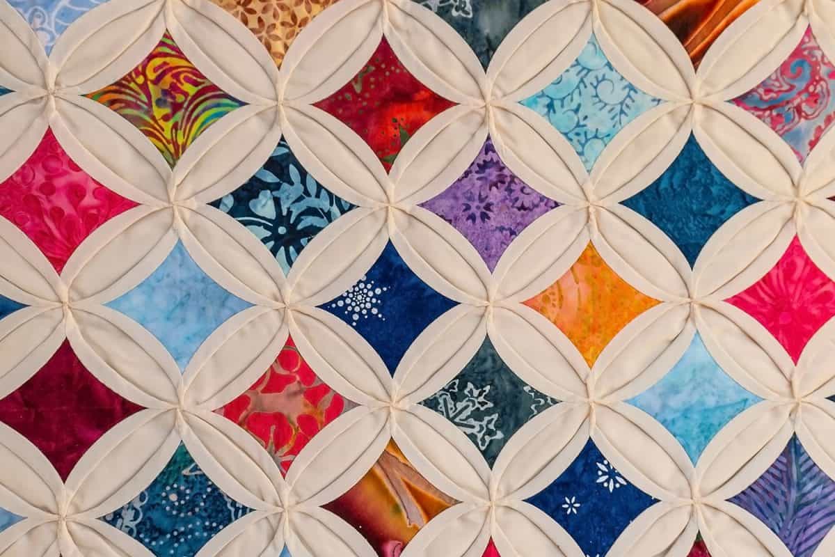 A quilting project using different patterns of floral designs