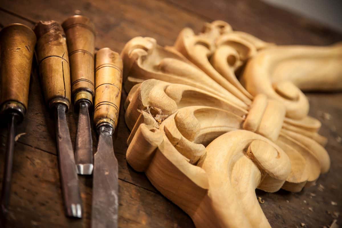 A wood carving project wood carving equipments on the side