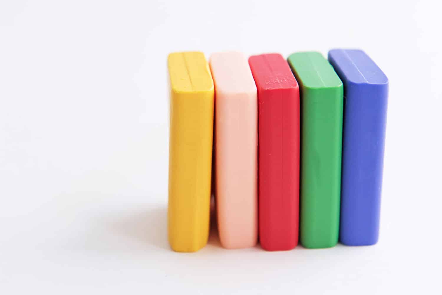 Different color blocks of polymer clay