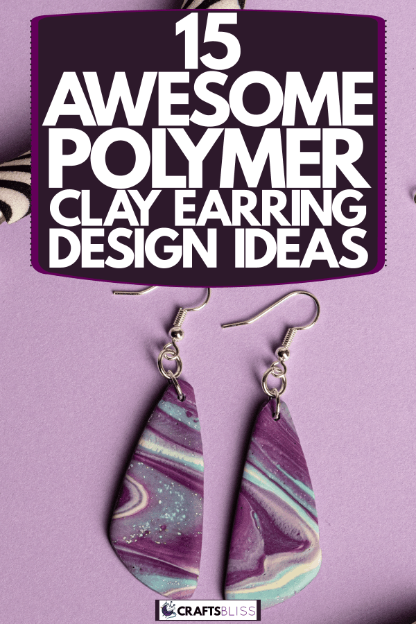 Purple designed ornamental earrings on a purple background, 15 Awesome Polymer Clay Earring Design Ideas