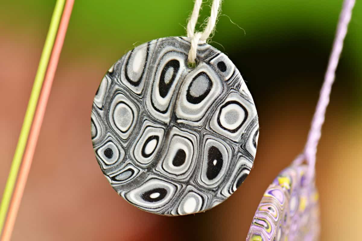 Black and white polymer clay ornaments