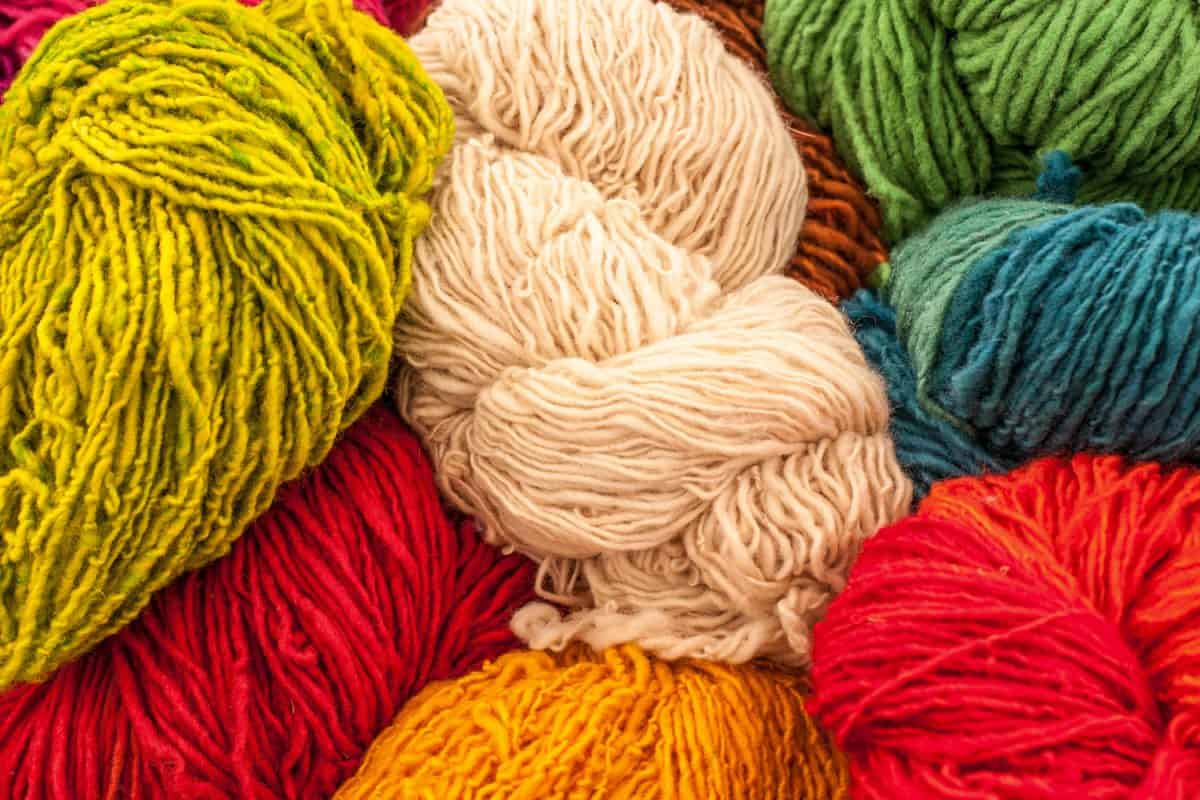 Different colors of rolled yarn