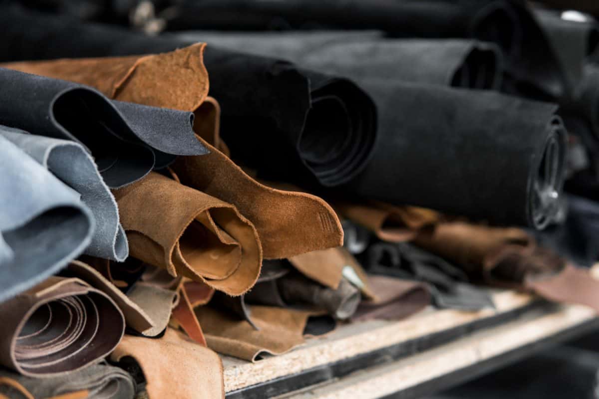 A stockpile of spare leather and fabric