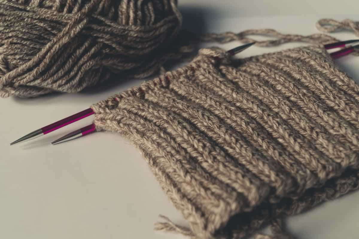 Crochet needles used for crocheting a sweater