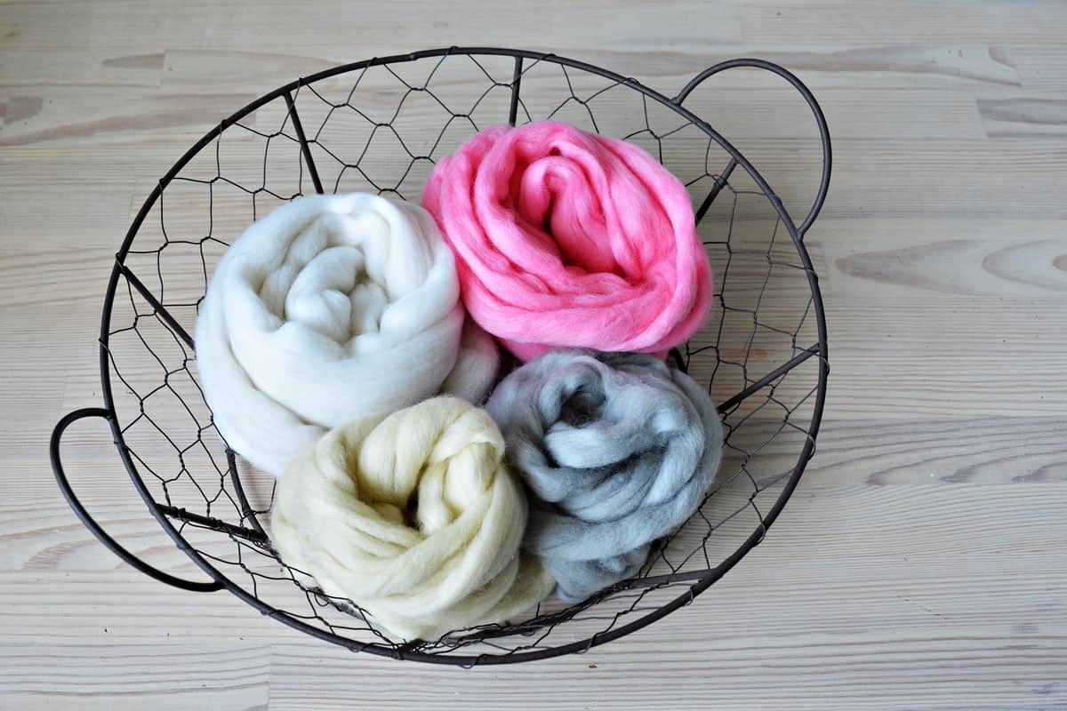 Grey, pink, vanilla and white merino wool