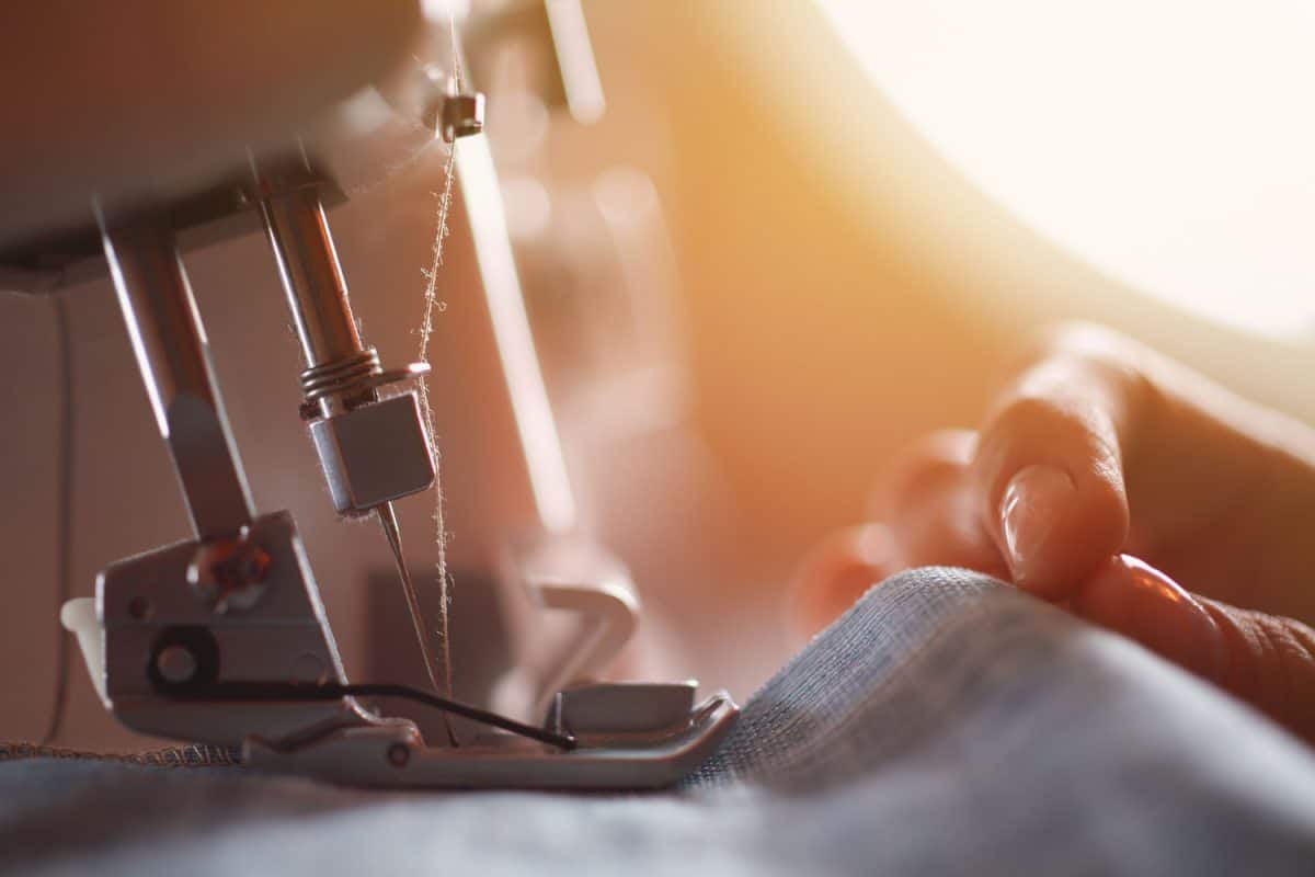 Up close photo of a sewing machine