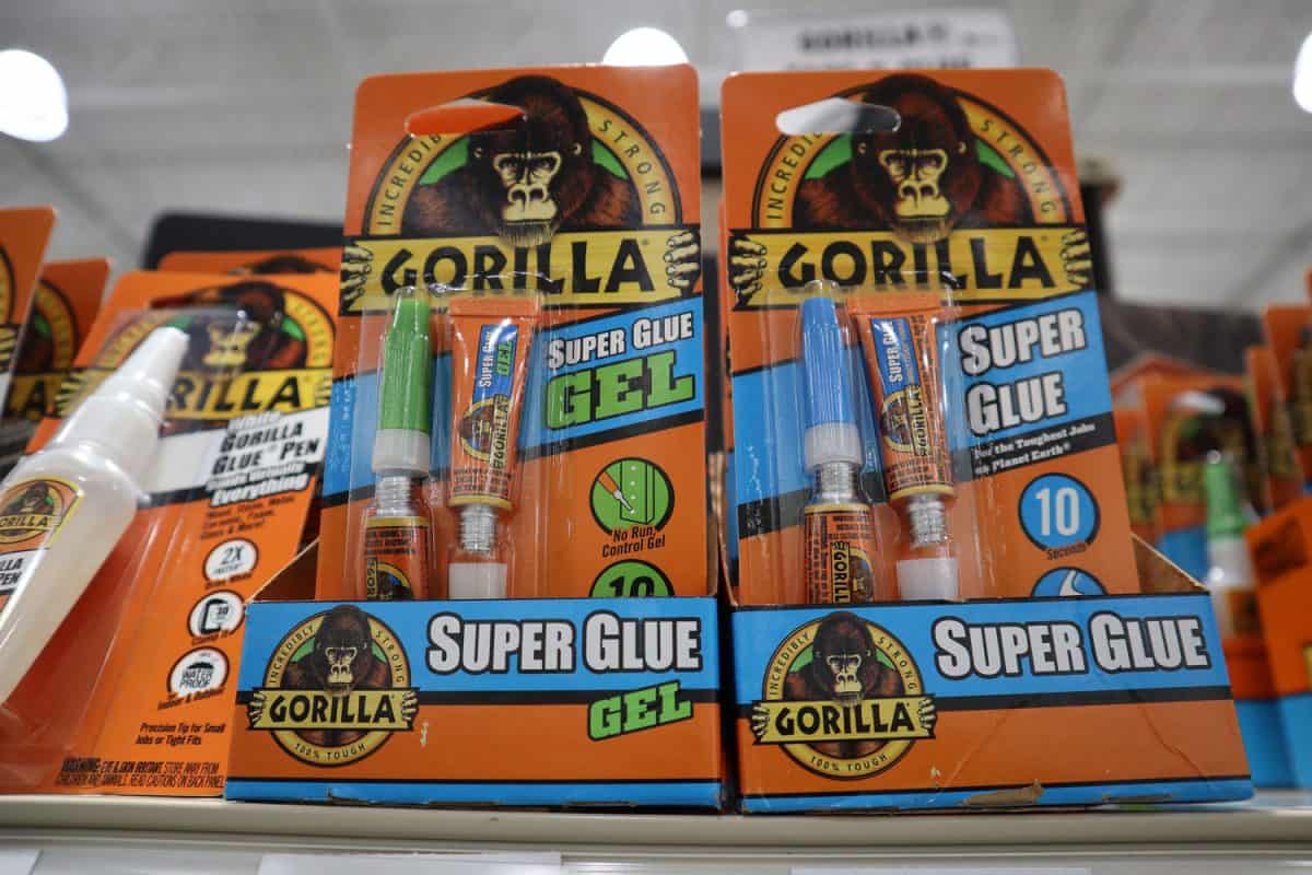 A small container of Gorilla glue on the table