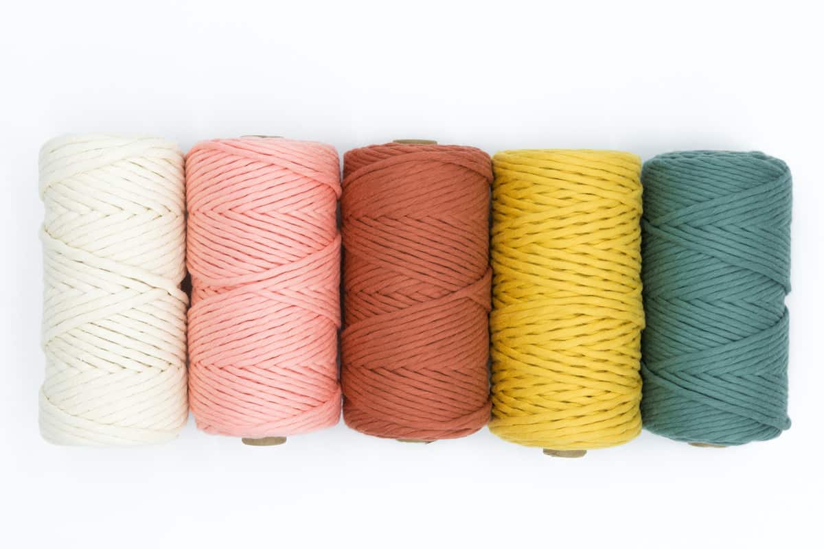 view of the colorful single strand cotton cords for macrame DIY handcraft